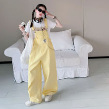 女童背带裤套装夏装2025新款儿童夏季牛仔裤女孩大童炸街裤子宽松