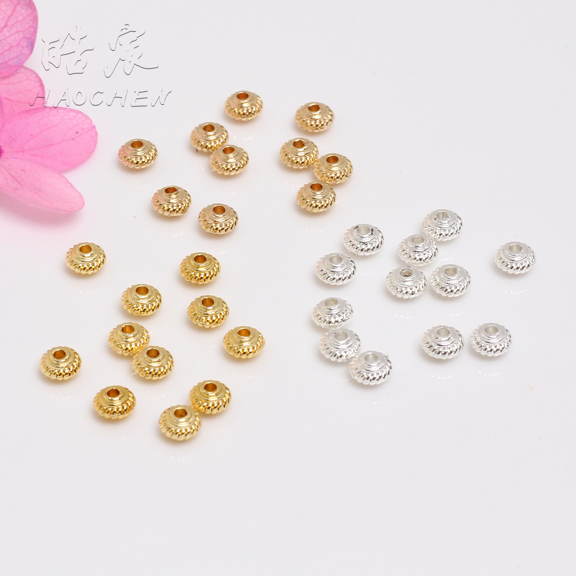 14K gold color retaining round thread beads small gold beads diy bracelet necklace beaded jewelry accessories loose beads