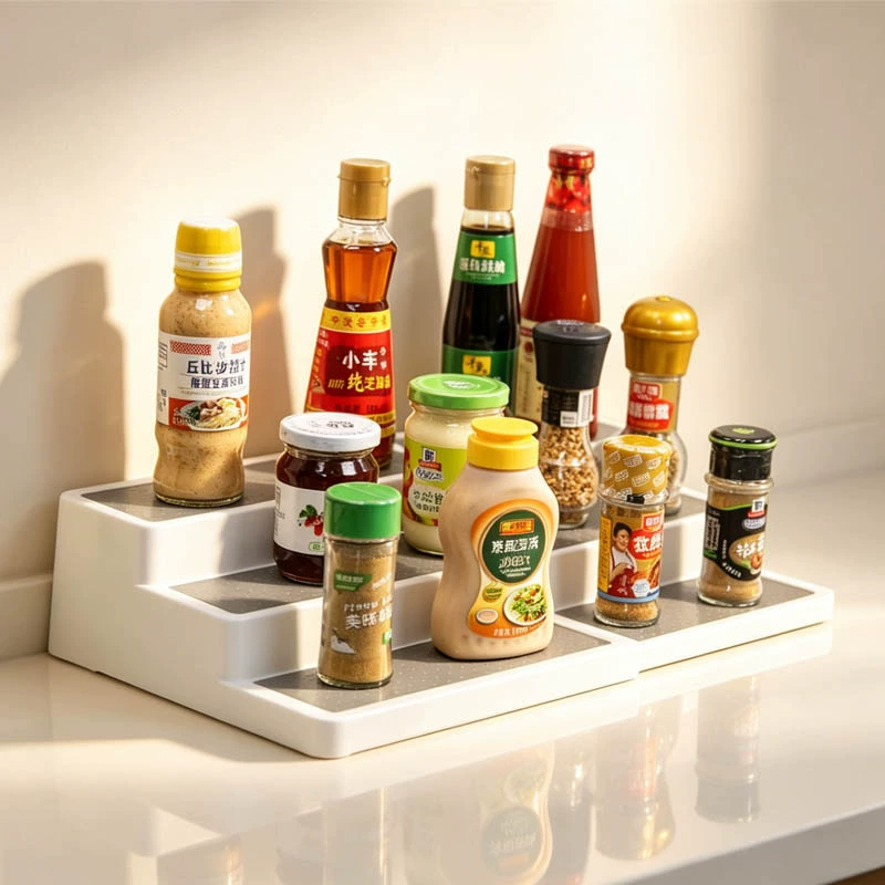 Spice Rack Shelf Rack Three-tier Plastic Kitchen from Yomiego
