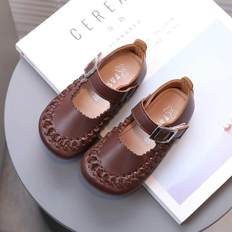 Woven breathable children's fashionable shoes for leather shoes, colored small princess costume