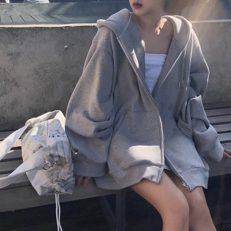 Casual Style Sweatshirt Jacket New Autumn and Winter Zip-Up Cardigan Versatile Trendy Loose Plus-Size Trench Coat Women's Top Casual Style Sweatshirt Jacket New Autumn and Winter Zip-Up Cardigan Versatile Trendy Loose Plus-Size Trench Coat Women's Top