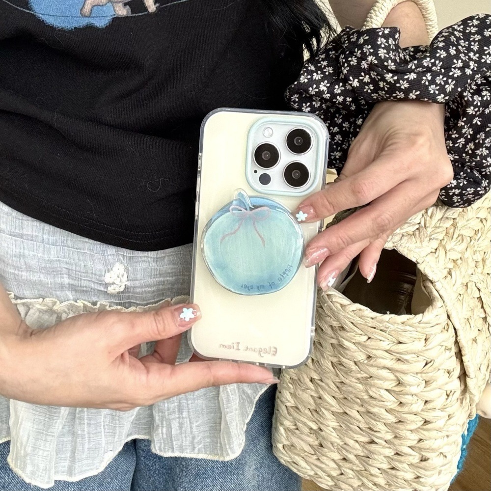 Coreano simple arco azul manzana para iPhone15/16 funda para teléfono móvil 14Pro pareja 16PM pareja 13