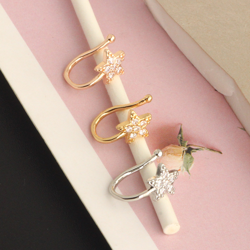 Simple Style Heart Shape Stainless Steel Inlay Zircon Nose Ring 1 Piece