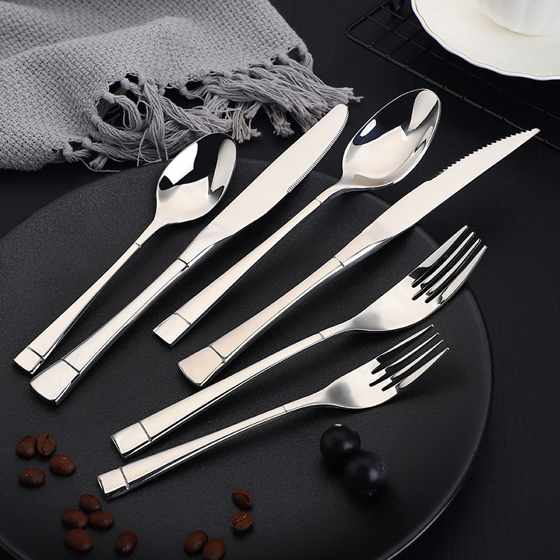 Cross-border Fishtail Double Line 304 Stainless Steel Knife and Fork Spoon Set Restaurant Household Knife and Fork Spoon Dessert Spoon Fork Five-piece Set Cross-border Fishtail Double Line 304 Stainless Steel Knife and Fork Spoon Set Restaurant Household Knife and Fork Spoon Dessert Spoon Fork Five-piece Set