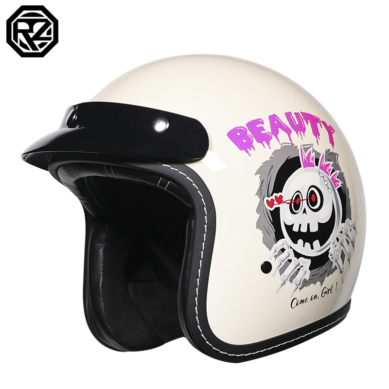 Orz casco de motocicleta para hombres y mujeres certificado 3C 3/4 casco retro medio casco locomotora viajero cuatro estaciones Bluetooth