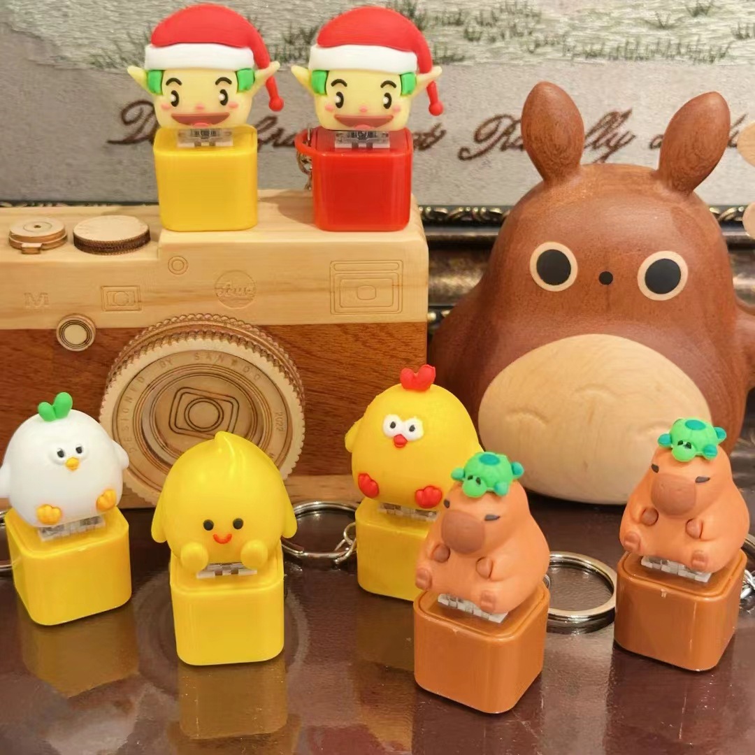 爆款钵钵鸡按键功德积攒器带音效高颜值钥匙扣解压神器玩具批发