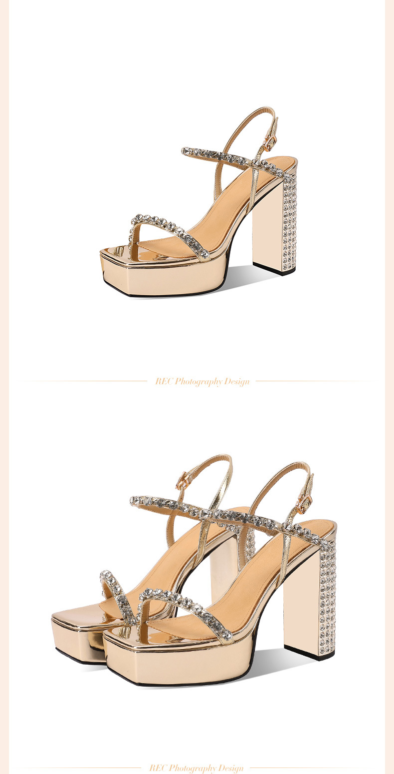 Sandal cao gót nữ hở mũi quai ngang đế dày gót thô 12 cm — đen chi tiết 6