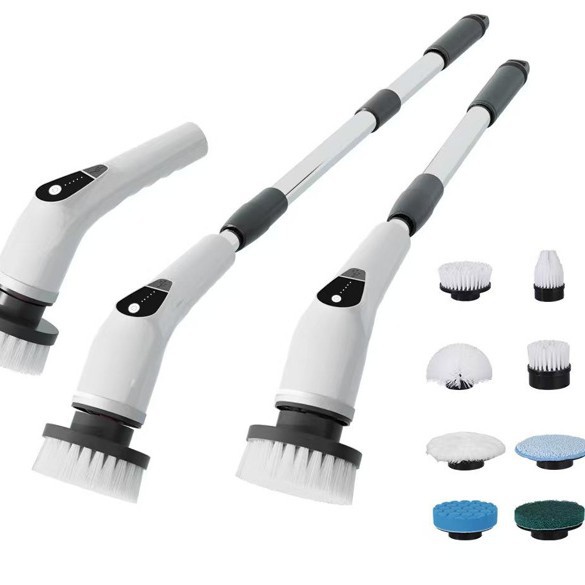 Fábrica de fuente de cepillo de limpieza eléctrico nueve en uno molde privado de cepillo eléctrico multifuncional desmontable cepillo de limpieza de baño de mango largo image 6