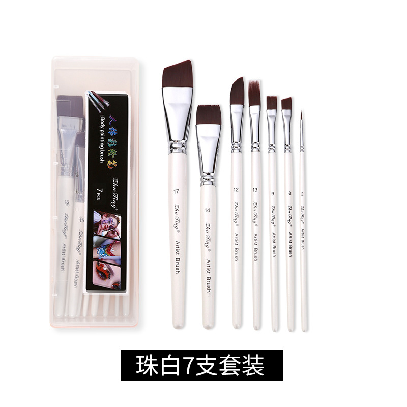 Cepillo especial para pintura facial, pincel, juego de 17 bolígrafos de gancho, bolígrafos en relieve, cepillos de fila, picos planos, picos oblicuos, pétalos