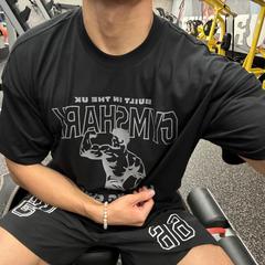 クリス同金GYMSHARK UK限定アーノルド展背純綿ソフトゆるいスポーツ半袖tシャツ
