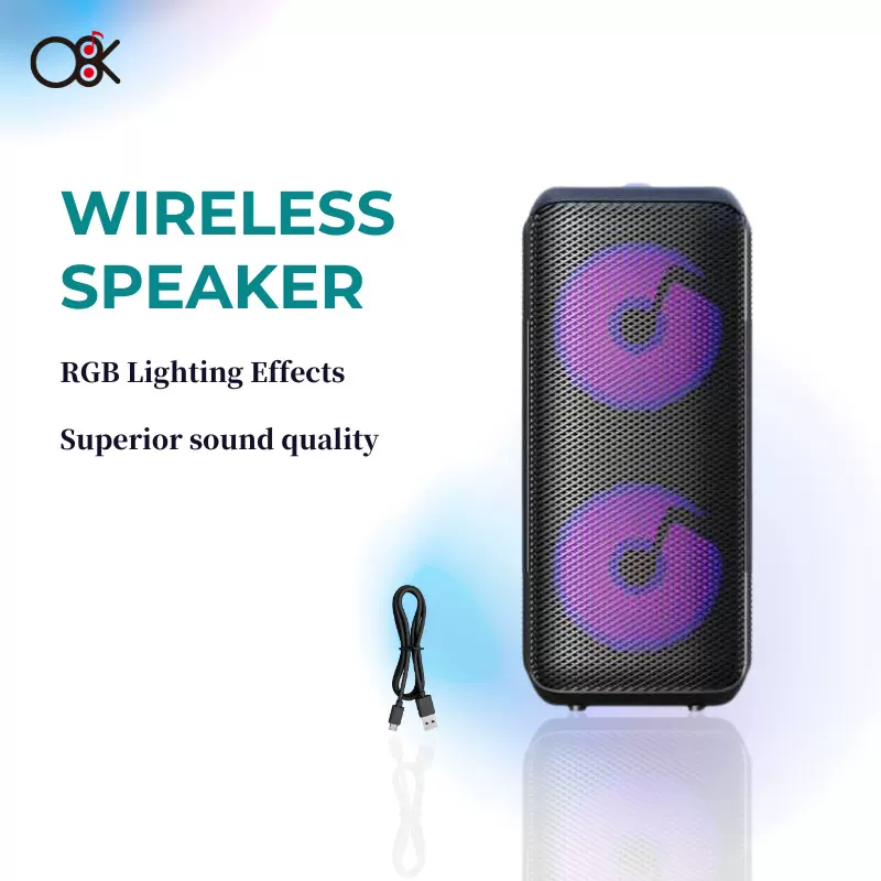 O8K BT-2407户外4寸双喇叭音响便捷式低音炮炫彩LED灯光家庭音箱