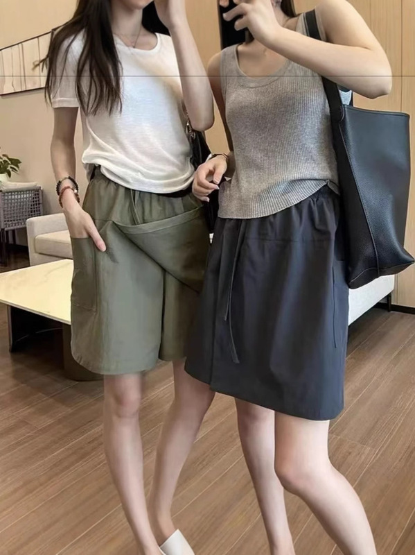 Yuxin Maner デザイン大きいサイズ日焼け止めショートオーバーオールスカート女性の夏薄いアメリカンスリムスカート|undefined