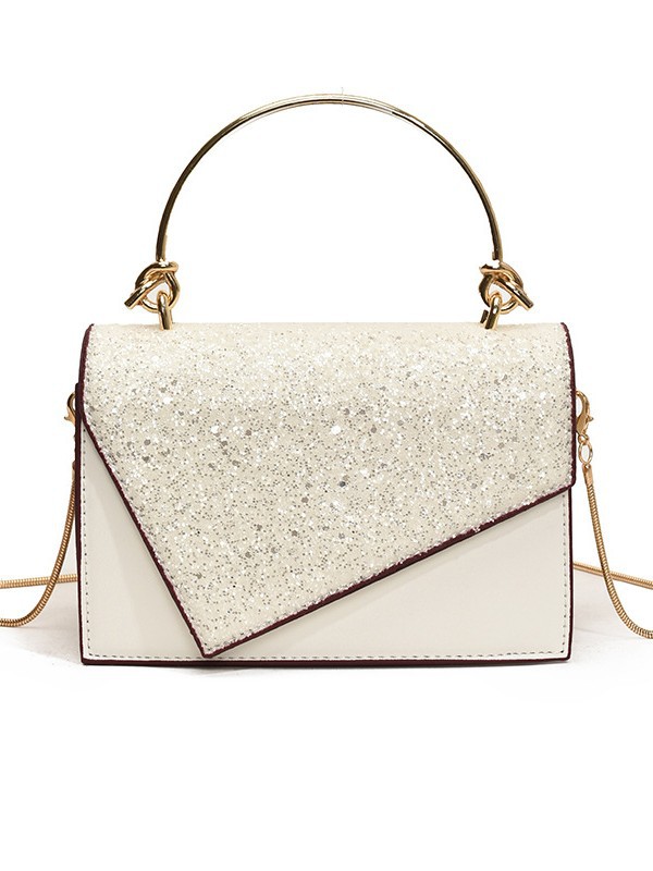 Nuevo estilo de bolso de mano metálico con lentejuelas para mujer, sencillo y a la moda, bolso de hombro cruzado con cadena, moderno y a la moda.