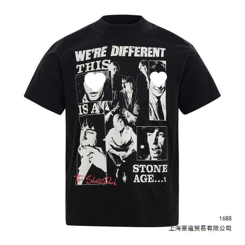 American Retro Rolling Stones Character Print Short-Sleeved Tee Men's Summer New Cotton Round Neck T-Shirt Couple Tops American Retro Rolling Stones Character Print Short-Sleeved Tee Men's Summer New Cotton Round Neck T-Shirt Couple Tops