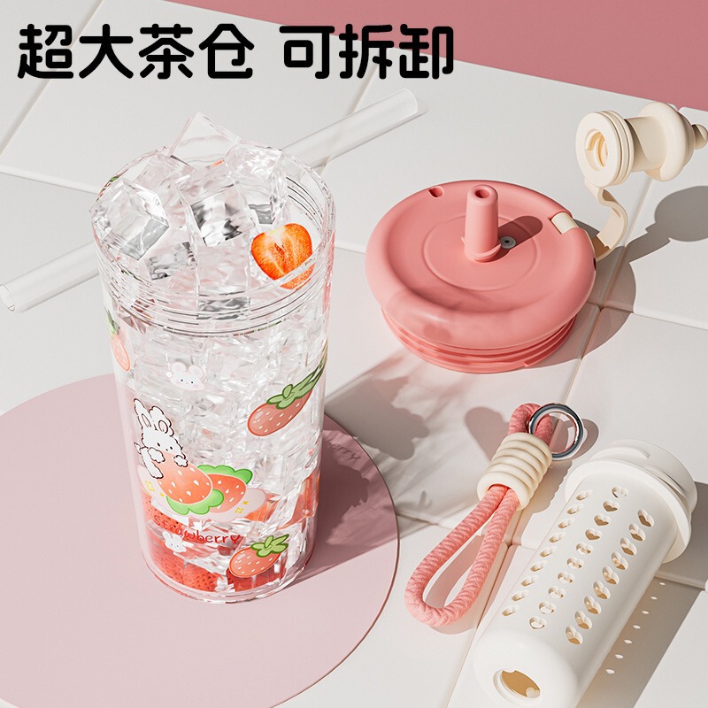カップ女子新製品2025高颜値夏耐高温ストローカップtritan大容量学生かわいいカップ|undefined