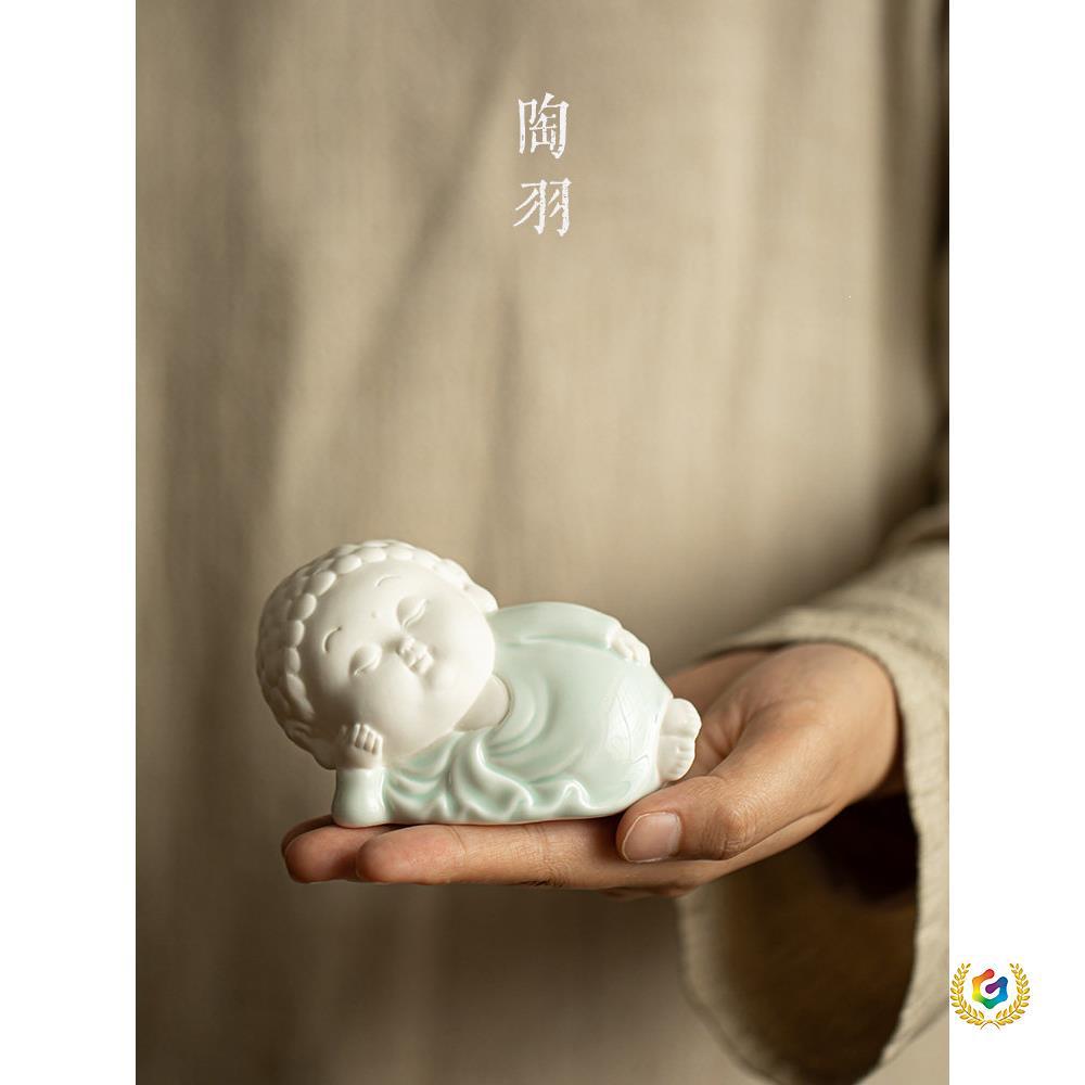 白瓷茶宠摆件可养茶玩小和尚茶艺桌茶台个性创意茶道茶具配件