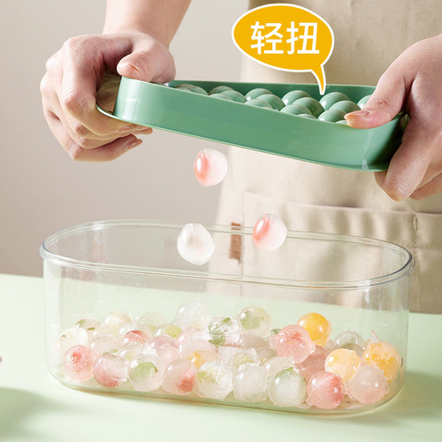 Food-grade ice cube ice box transparent plastic popsicle ice cream storage box household lazy round ice grid mold