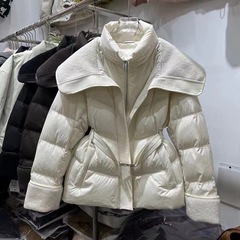外贸羽绒棉服女加厚羊羔毛短款外套2025冬季新款设计感收腰棉袄潮
