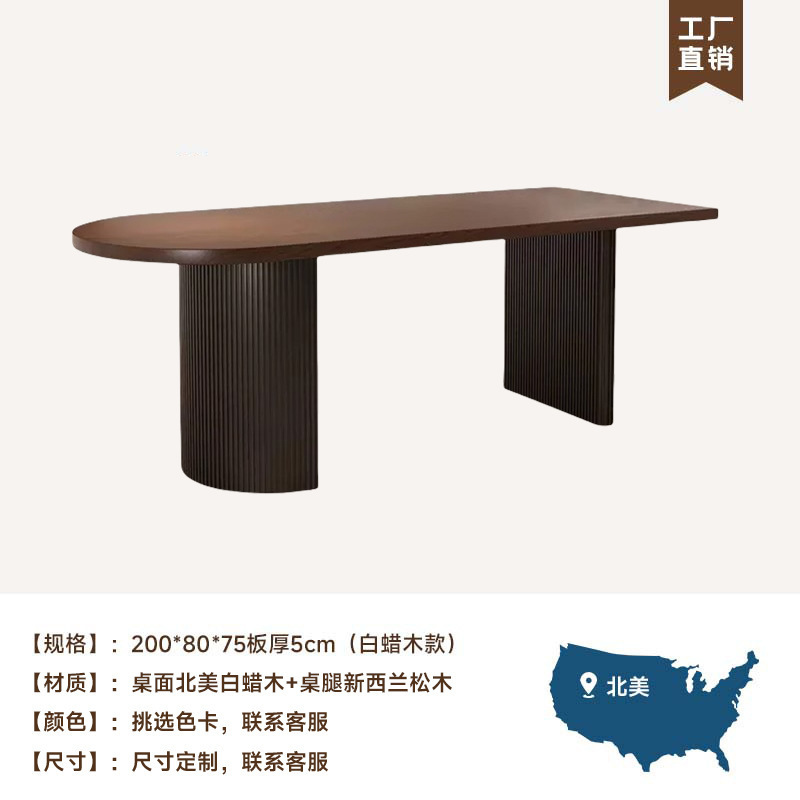 Qianmu 中古無垢材ダイニングテーブル 小型家庭用半楕円形ダイニングテーブル フレンチレトロアイランドテーブル 壁掛けダイニングテーブルと椅子の組み合わせ|undefined