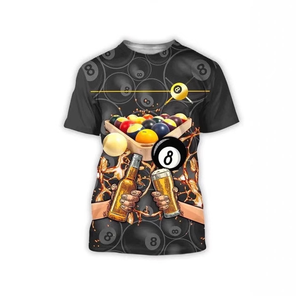 Love Billiards Snooker Fitness T-Shirt 3D Printing Fitness Wear Men's Shirt Fashion Street T-Shirt Funny Neutral Short
