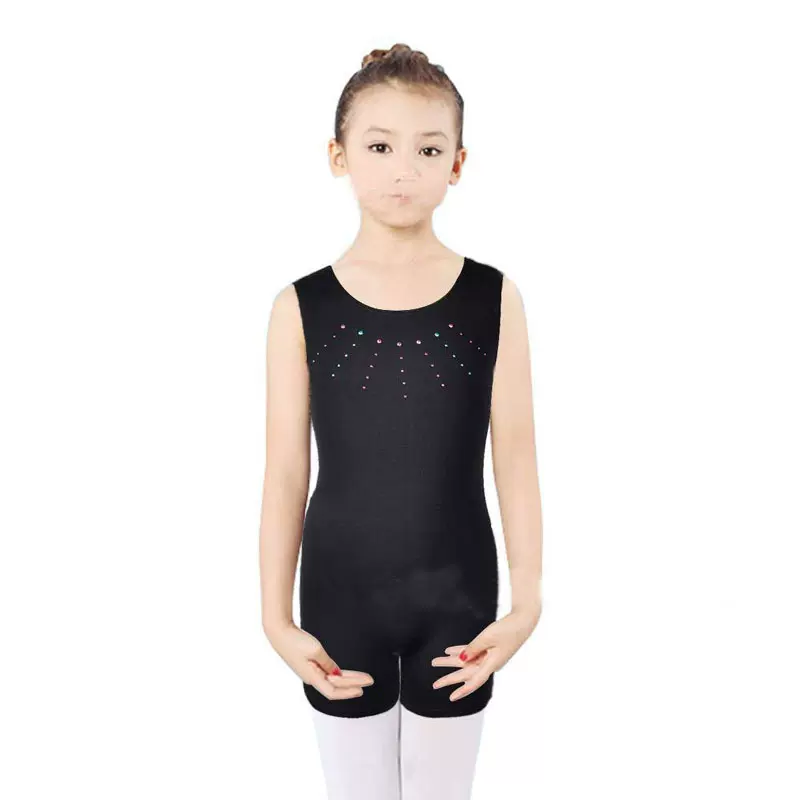 女童短袖纯棉舞蹈服芭蕾紧身衣连衣裤舞蹈体操练功服白色专业芭蕾
