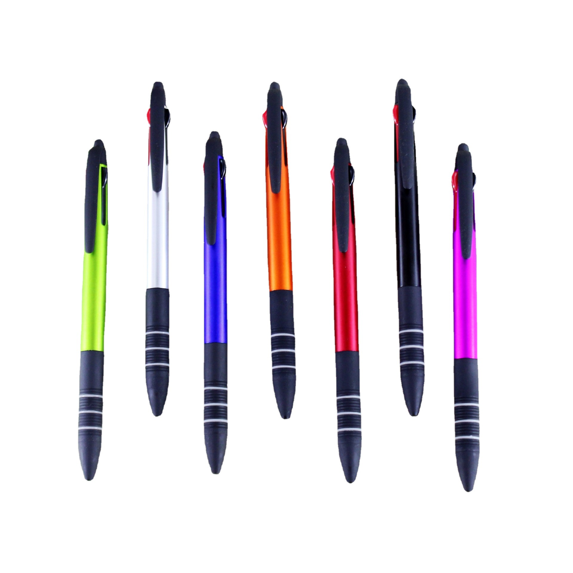 Suministro de tres colores Stylus multi-color bolígrafo de tres colores push pantalla táctil color pluma multifuncional de 3 colores pluma capacitiva