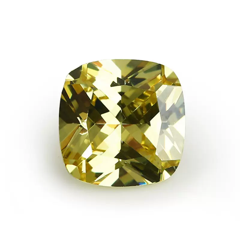 3x3mm-12x12mm 5-A肥正方形橄榄黄锆石裸石 CZ批发戒面宝石人工钻