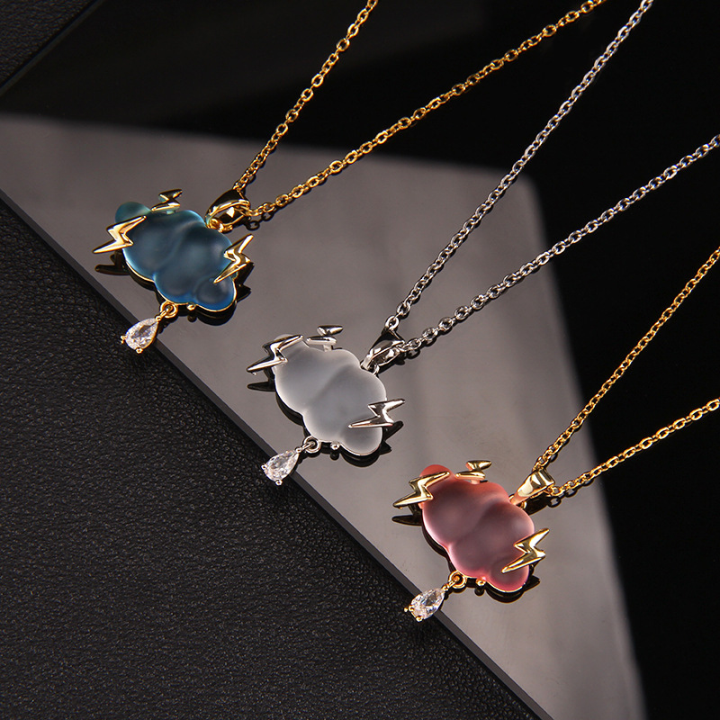 Douyin's Same Cloud Necklace Women's Niche Design Classy Lightning Raindrop Neck Pendant Jewelry Titanium Steel Clavicle Chain