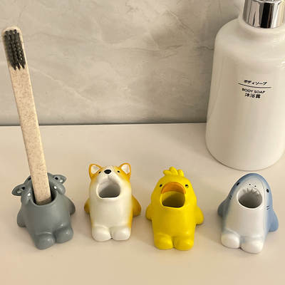 Ins Creative Cartoon Animal Toothbrush Holds Children's Cute Bathroom Toilet Toothware Holds Storage Rack Ornaments Decoration