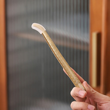 纯黄铜茶夹镊子家用功夫茶具防滑高档茶杯夹茶道泡茶工具取茶夹