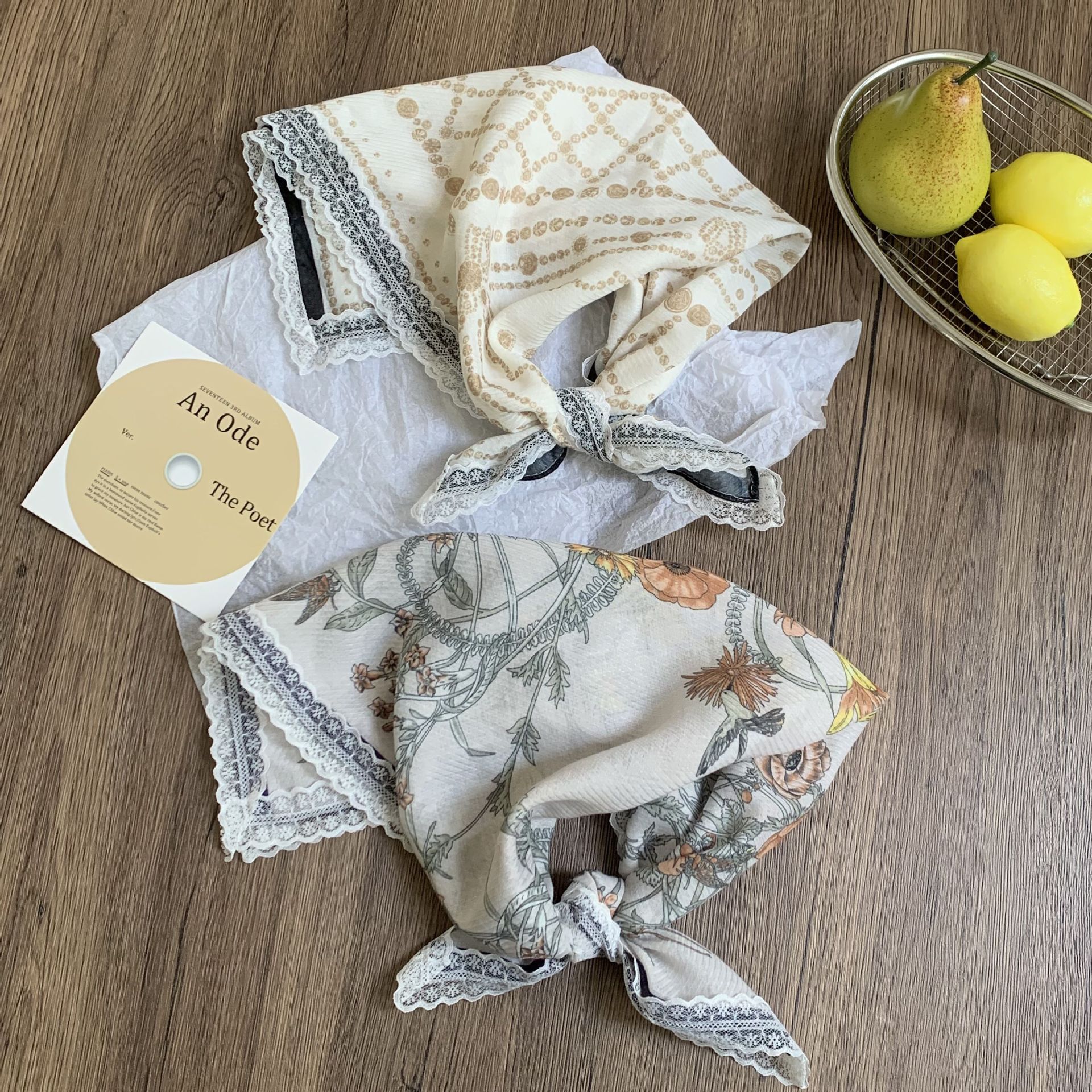 Buñuelo de seda cuello pequeño buñuelo cuadrado primavera y verano nueva moda decoración buñuelo de cuello paquete buñuelo de cabeza buñuelo de verano buñuelo de cabello buñuelo de cabello