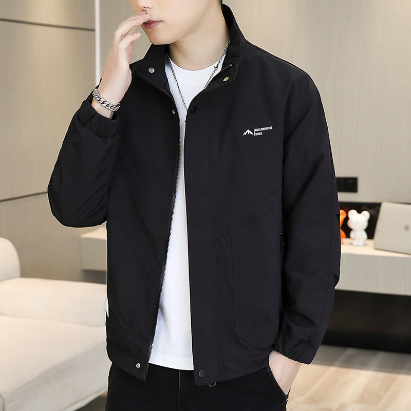 New Spring and Autumn Men's Casual Collar Jacket Fashionable Handsome All-match Jacket Men's Outer Wear Clothes