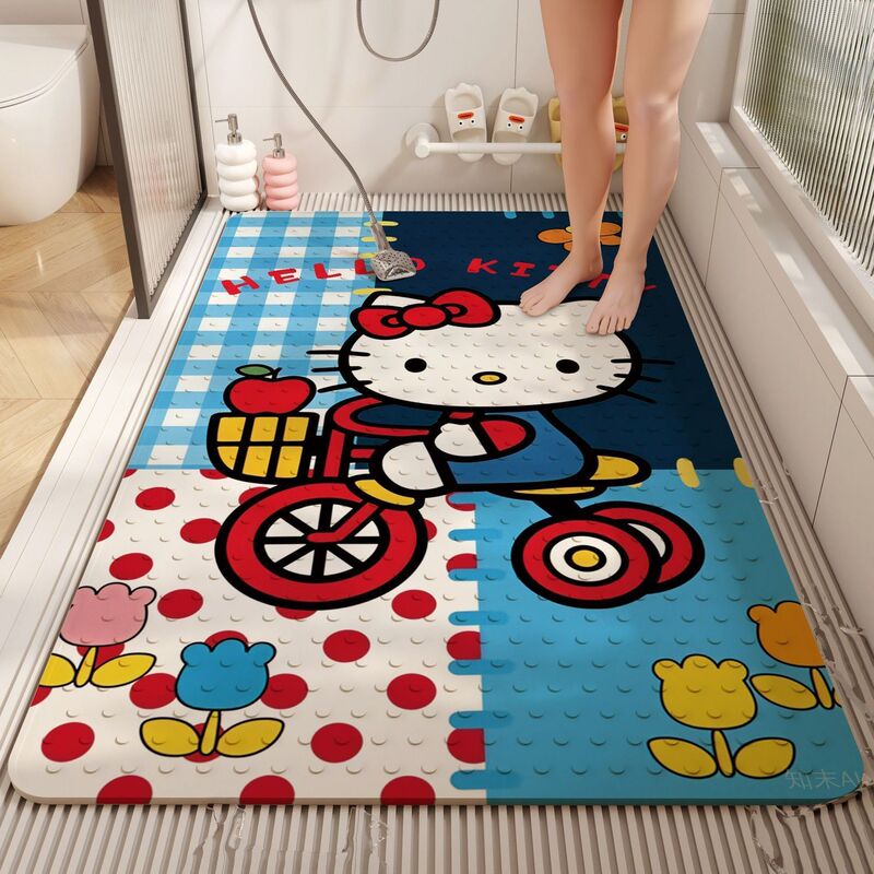 Kitty cat bathroom anti-slip mat PVC bath and restroom anti-fall suction cup mat shower washable floor mat Kitty cat bathroom anti-slip mat PVC bath and restroom anti-fall suction cup mat shower washable floor mat