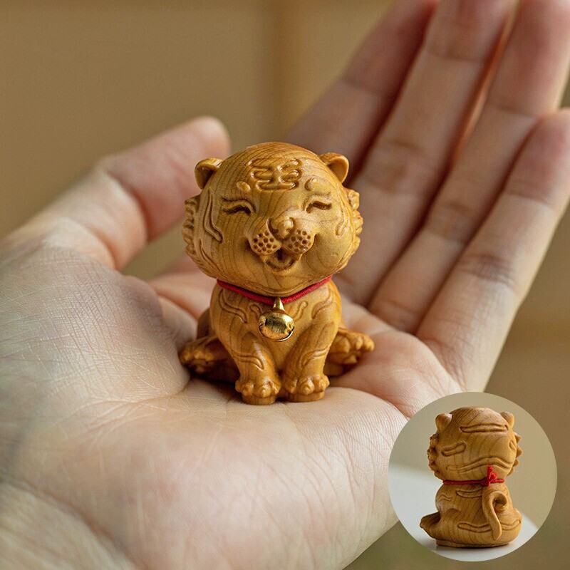 崖柏木十二生肖木雕刻守护鼠牛虎兔龙蛇鸡狗猪手把件摆件桌面|undefined