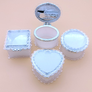 White Translucent Lace Love Storage Box with Lid and Mirror Jewelry Box Children's Handmade DIY Dustproof Plastic Box