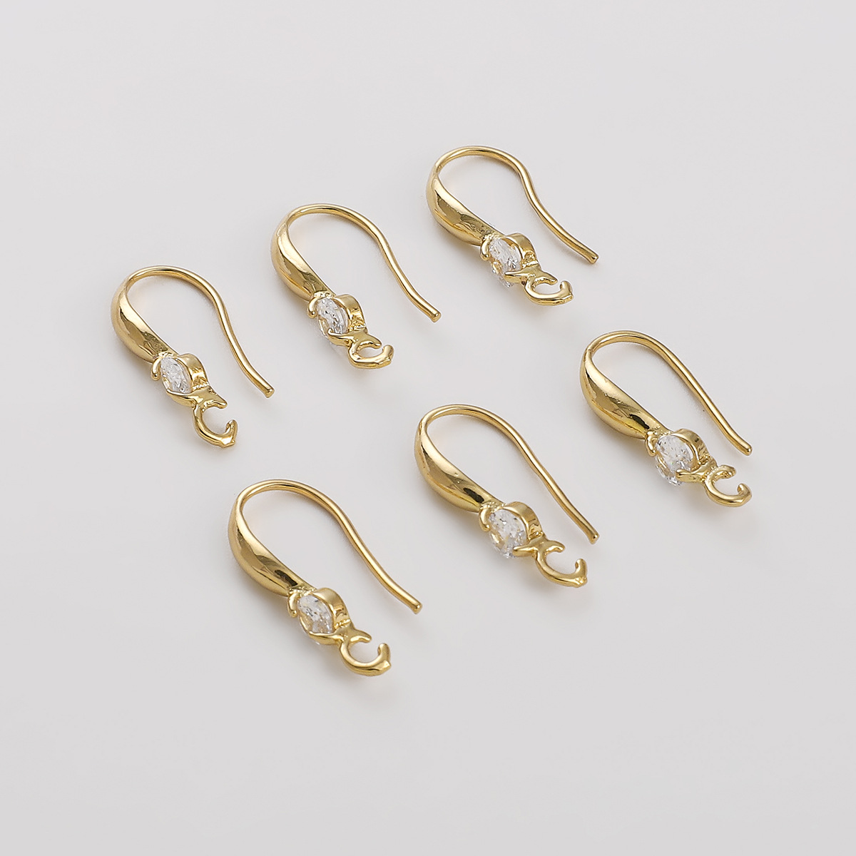 DIY Jewelry Accessories Classification 2 Pieces Set Quantity 2 Pieces Set Copper Zircon Solid Color Hook Earring Findings Simple Style