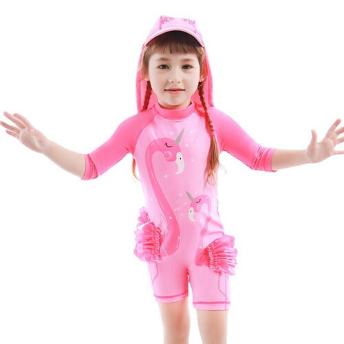 Bubble Boy Pink Korean Cartoon Children's Swimsuit Children's One-piece Swimsuit 1-8 Years Old Girls Swimwear Children's Swimsuit
