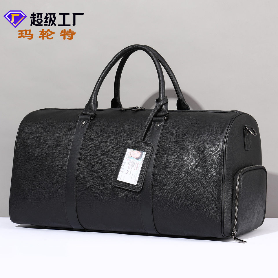 Túi du lịch da bò thật cho nam dạng thùng tròn có ngăn giày, đeo chéo và xách tay, 55×25,5×27,5 cm — 8706 Cà phê (45cm), 4014 Đen (45cm), 4015 Đen (55cm), Cà phê