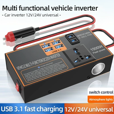 Car Inverter 12v24v to 220v High Power Universal Car Charger for Cars and Trucks (Mobil şarj cihazları) - english-version12v24v-universalpopular-model-4usbdual-car-charger-portsdual-high-voltage-sockets-t1-type