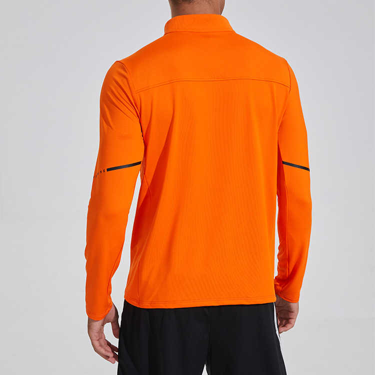 Camiseta de manga larga personalizada para hombre con cuello alto con media cremallera, ropa de secado rápido, deportes de alta elasticidad, tenis, ropa para correr, ropa de fitness al aire libre