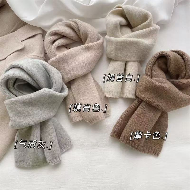New Korean Style Versatile Knitted Scarf for Women in Winter, Pure Color, Simple, Soft, Warm and Lazy Style Small Scarf New Korean Style Versatile Knitted Scarf for Women in Winter, Pure Color, Simple, Soft, Warm and Lazy Style Small Scarf