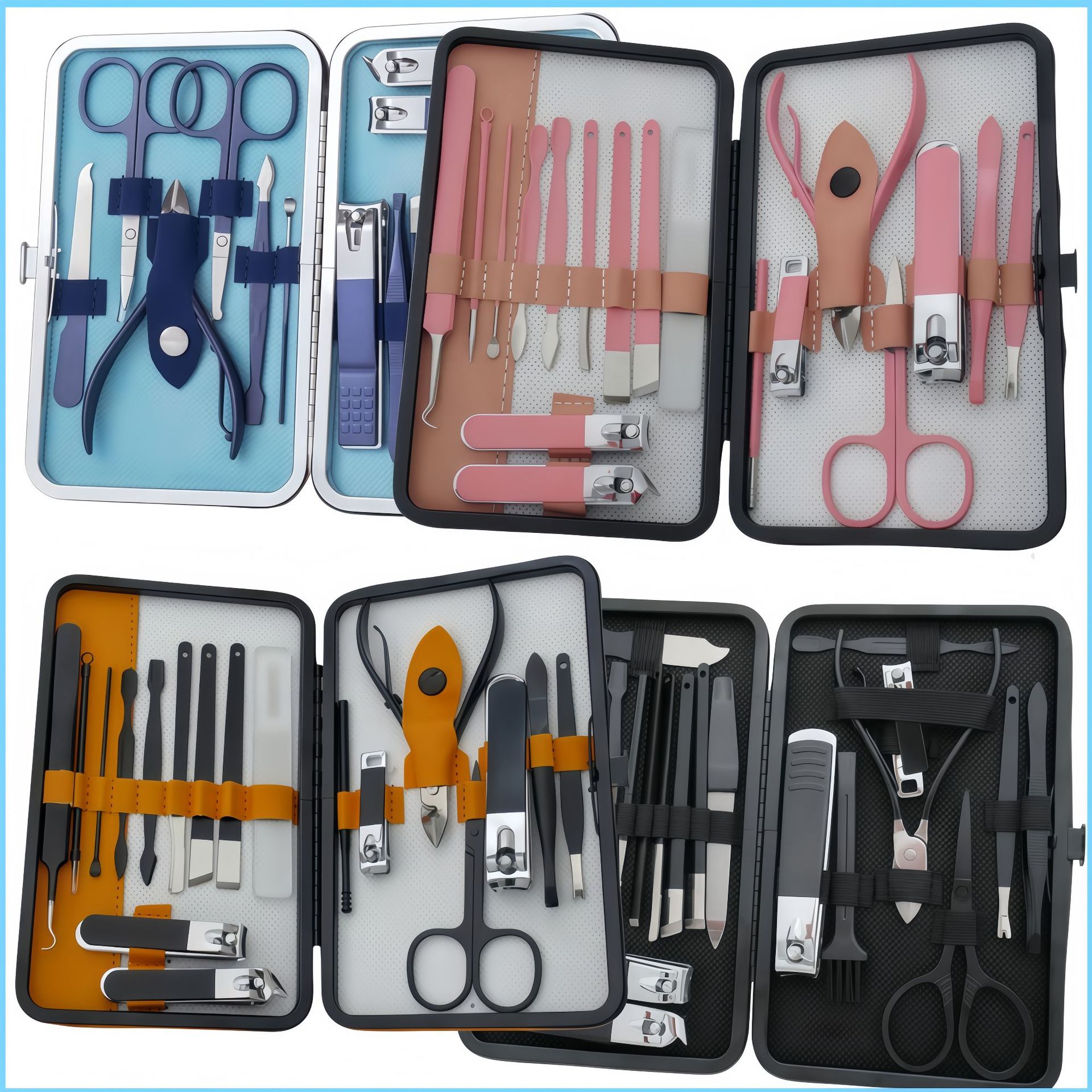 In-Stock Stainless Steel Nail Clipper Set for Men and Women, 18-Piece Multifunctional Manicure Tool Set, Stainless Steel Nail Groove Pliers
