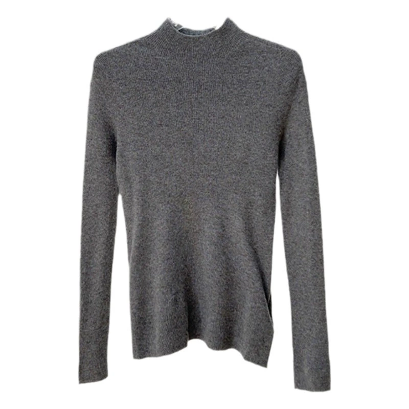 Тот же стиль Xiaohe, 24 ранних осенних новых ультратонких шерстяных трикотажных изделий с половиной высоким воротником, бесшовный цельный трикотаж для женщин