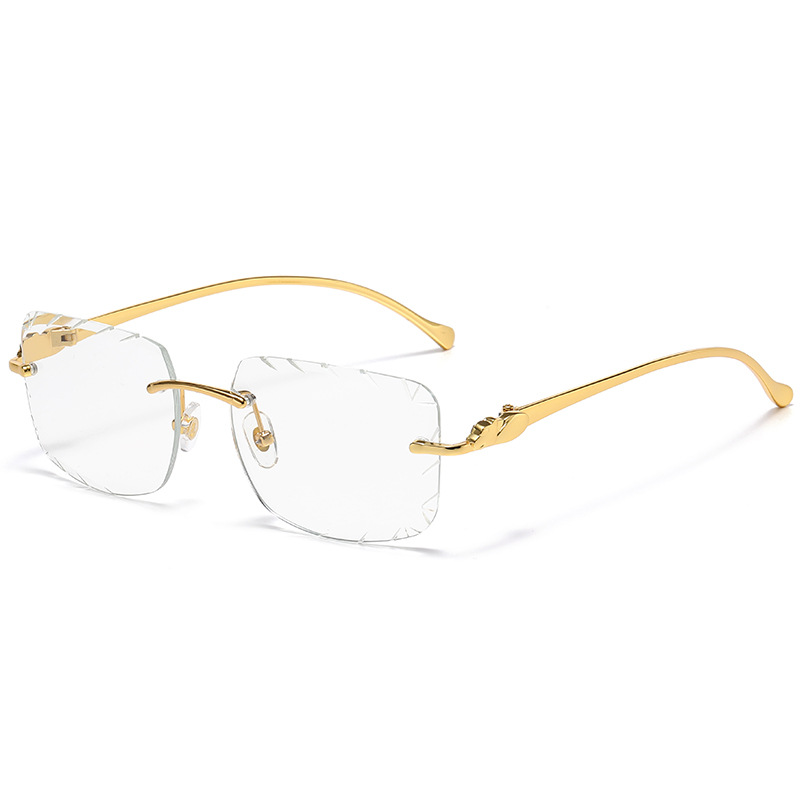 Cartier Panthère Square-Frame Metal Sunglasses Gold Clear (6089)