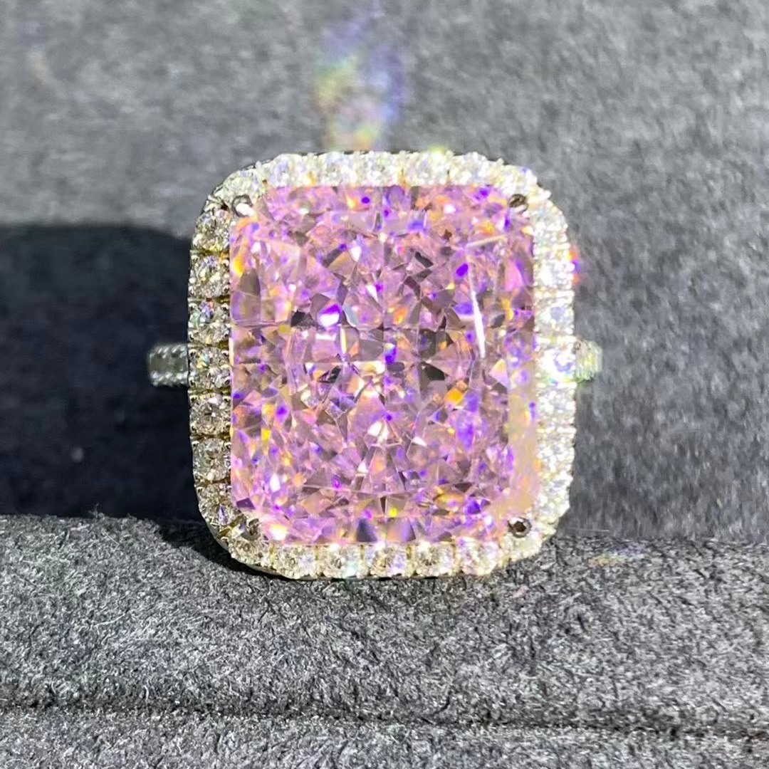 Redean cut Rosa anillo de diamantes de alto carbono con incrustaciones importado 8 quilates VVS nivel D color 3EX Diamante de alto carbono