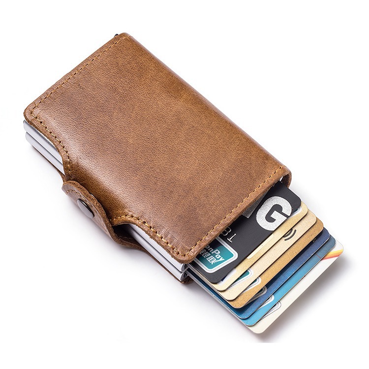 Foreign Trade Coin Purse, Credit Card Holder, Genuine Pickup Bag, Dual Card Box, Aluminum Alloy Wallet, Automatic Card Box