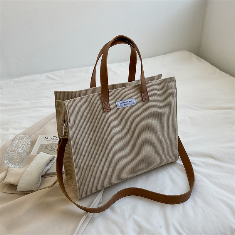2022 new tote bag vintage corduroy class commuter bag shoulder bag fashion all-match handbag 2022 new tote bag vintage corduroy class commuter bag shoulder bag fashion all-match handbag