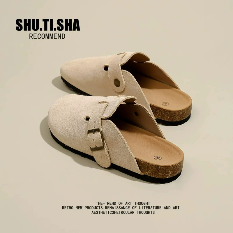 Мюли Birkenstock женские, пробковая платформа, толстая подошва, закрытый носок