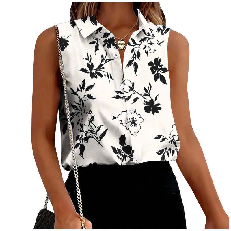 2026 Retro Ethnic Style Colorful Paisley Print Lapel Sleeveless Shirt Button-Down Vest-Style Shirt