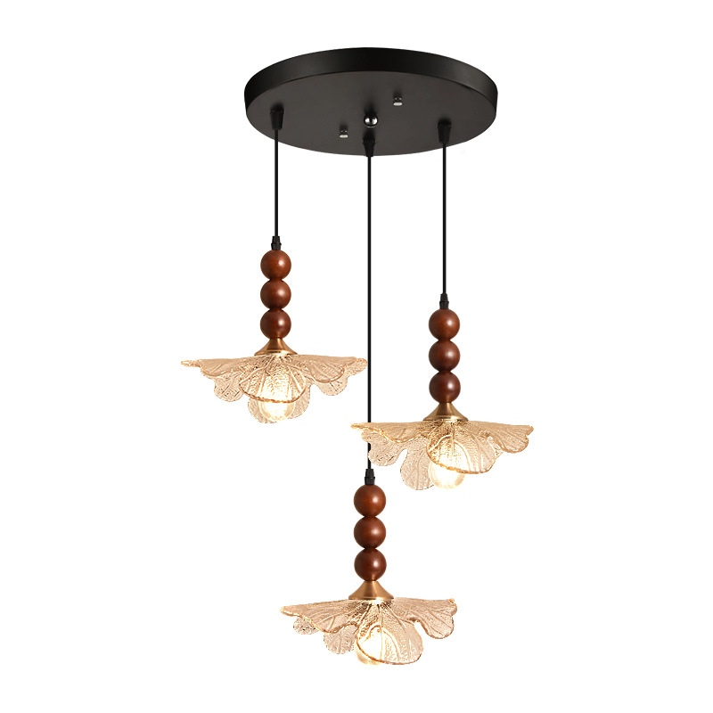 Flor medieval francesa lámpara de restaurante de tres cabezas lámpara de mesa de comedor bar estilo japonés retro estudio lámpara de sala de té L271